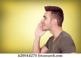 Casual cool men shouting 