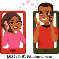 coppia, amore, smartphone