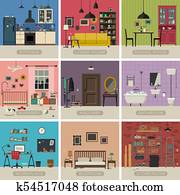 Interior flat rooms Interior flat rooms