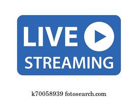Live streaming icon vector symbol, isolated on white background. Button video player Live streaming icon vector symbol, isolated on white background. Button video player
