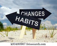 Old habits and changes ahead. Two black arrows. Old habits and changes ahead. Two black arrows.