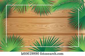 Palm tree leaves frame wood background Sukkot Palm tree leaves frame wood background Sukkot