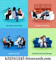 Relationship counseling 4 flat icons quare Relationship counseling 4 flat icons quare