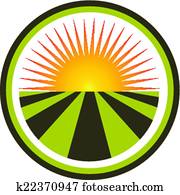 Sunset and field logo vector