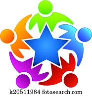 Teamwork star people icon logo