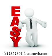 3d business man presenting word easy concept