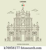 Cathedral of Santa Agatha in Catania, Italy. Landmark icon Cathedral of Santa Agatha in Catania, Italy. Landmark icon
