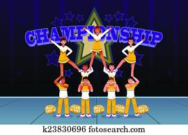 Cheerleaders in a cheerleading competition Cheerleaders in a cheerleading competition