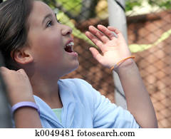 glad, flicka, skrika