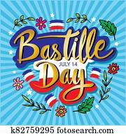 Happy Bastille Day, 14th of July. Greeting card. Happy Bastille Day, 14th of July. Greeting card.