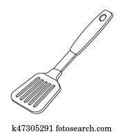Kitchen spatula. BBQ single icon in outline style bitmap, raster symbol stock illustration web. Kitchen spatula. BBQ single icon in outline style bitmap, raster symbol stock illustration web.