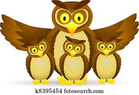 Owl cartoon family