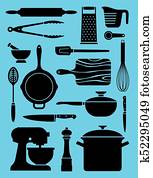 Kitchen utensils and tools Clipart | k7383152 | Fotosearch