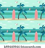 החף, נוף, קטע טרופי, seamless, תבנית