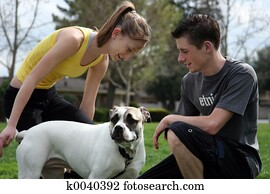 נערים, עם, a, כלב