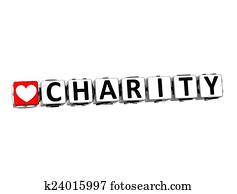 3D Word Charity on white background