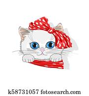 Cat in hat with bow Cat in hat with bow
