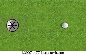 Golf Hole With Ball Approaching Golf Hole With Ball Approaching
