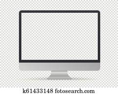 Modern computer monitor vector mockup. Vector object isolated on transparent background Modern computer monitor vector mockup. Vector object isolated on transparent background