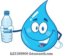 Water Drop Holding A Water Bottle Water Drop Holding A Water Bottle