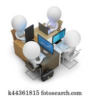 3d, pequeno, pessoas, -, desenvolvimento, equipe