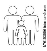A schematic depiction of a family couple of gay men with children A schematic depiction of a family couple of gay men with children