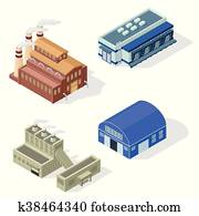 Isometric factory vector set. Isometric factory vector set.