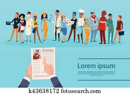 plan de estudios, vitae, reclutamiento, candidato, trabajo, posición, manos, asimiento, cv, perfil, elegir, grupo, diferente, ocupación, empleados, mezcla, carrera, trabajadores