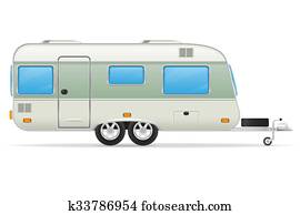 reboque, caravana, vetorial, ilustração