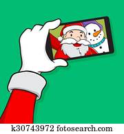 Santa claus with Snowman selfie Santa claus with Snowman selfie