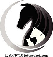 סוס, חתול, ו, כלב, לוגו