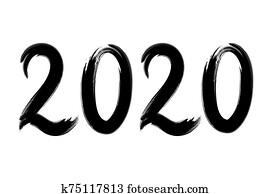 Calendar 2020 template with handwritten names of months. Clipart