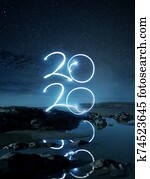 frohes neues jahr, 2020, feier, begriff frohes neues jahr, 2020, feier, begriff