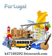 portugal, fundo, design., português, nacional, tradicional, símbolos, e, objetos portugal, fundo, design., português, nacional, tradicional, símbolos, e, objetos