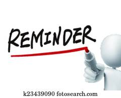 reminder word written by 3d man