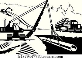 בניה, של, קו צינורות, דרך, הר