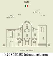 Basilica of Saint Micholas in Bari, Italy. Landmark icon Basilica of Saint Micholas in Bari, Italy. Landmark icon