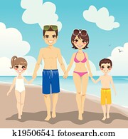 familie, strandferie