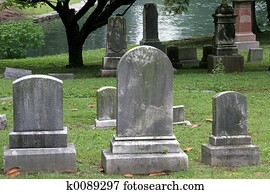 gravestones, por, lago