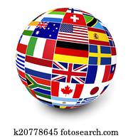 negocio internacional, mundo, banderas