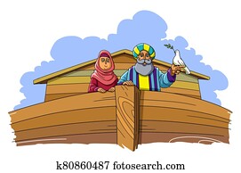Noah and his wife are standing in the ark Noah and his wife are standing in the ark