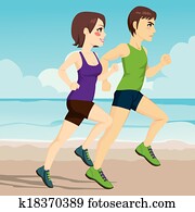 pareja, funcionamiento, en, playa