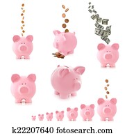 Piggy Bank Collection Isolated