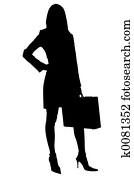 Silhouette With Clipping Path of Business Woman with Briefcase Silhouette With Clipping Path of Business Woman with Briefcase