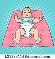 surpreendido, bebê, em, fralda