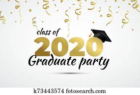 2020 Graduate Party. Class of 2020. Graduation cup and confetti. Vector 2020 Graduate Party. Class of 2020. Graduation cup and confetti. Vector