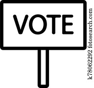 Abstimmung, für, politik, symbol, vektor, aufreißen ...