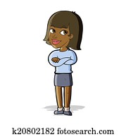 cartoon happy woman looking over