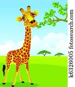 girafa, comer, folha