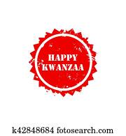 ilustração, de, um, selo, para, feliz, Kwanzaa.